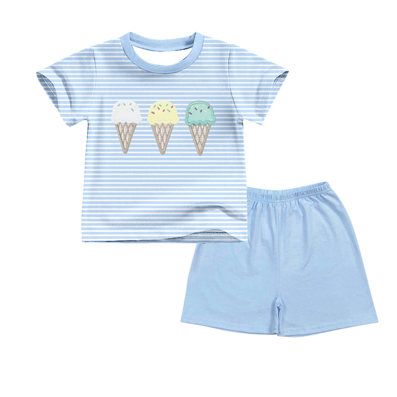 Baby Boys Blue Stripe Ice Cream Top Shorts Clothes Sets Preorder