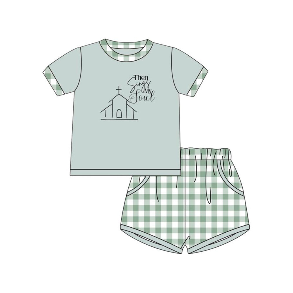 Baby Boys Church Then Sings My Love Top Pockets Checked Shorts Clothes Sets Preorder