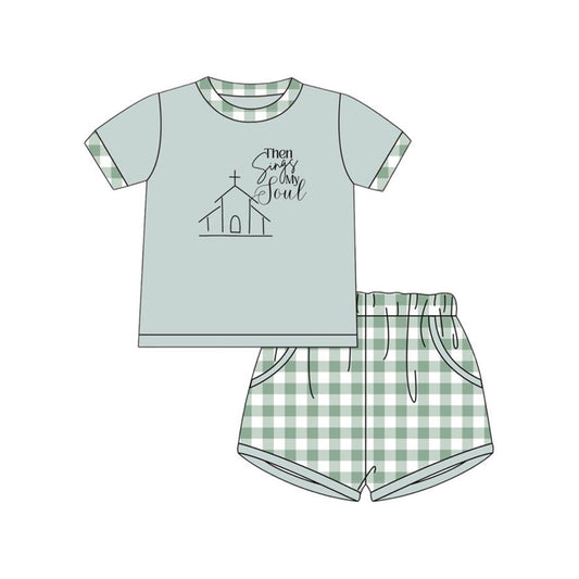 Baby Boys Church Then Sings My Love Top Pockets Checked Shorts Clothes Sets Preorder