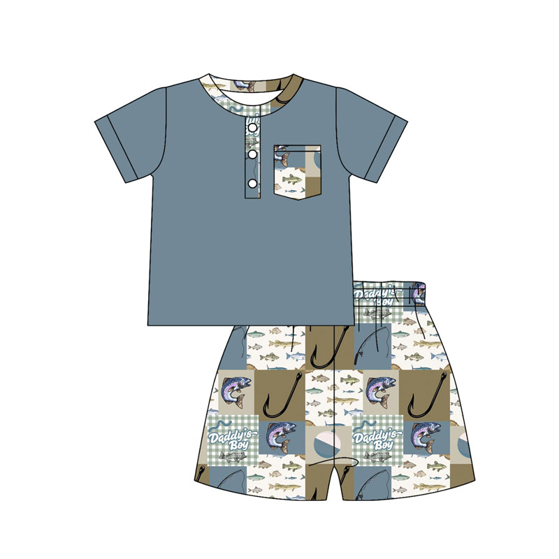 Baby Boys Pocket Button Top Fishing Shorts Hunting Clothes Sets Preorder