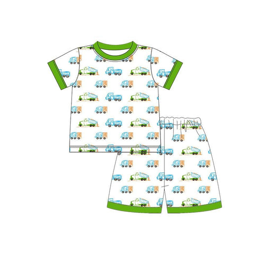 Baby Boys Tractors Top Shorts Pajamas Sets Preorder