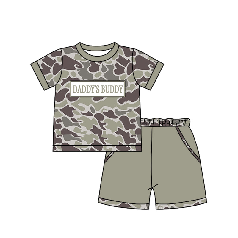 Baby Boys Southern Grey Camo Daddy's Buddy Top Pockets Shorts Clothes Sets Preorder