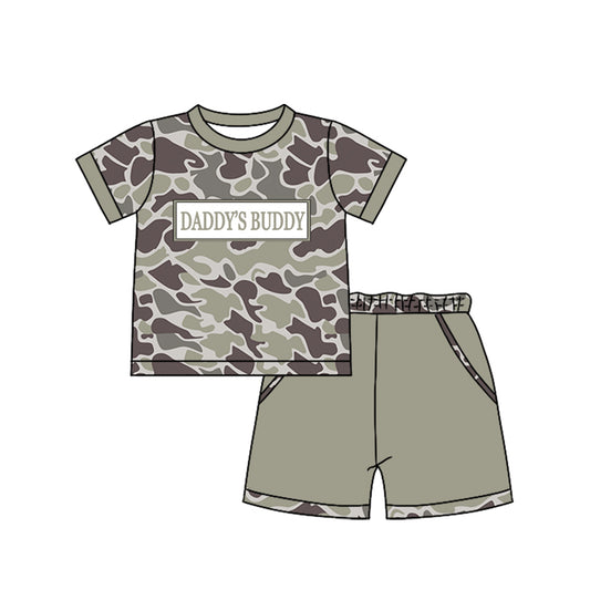 Baby Boys Southern Grey Camo Daddy's Buddy Top Pockets Shorts Clothes Sets Preorder