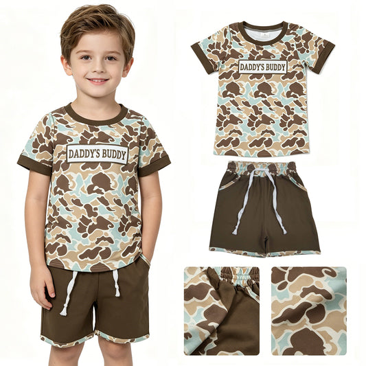 Embroidery Daddy's Buddy Southern Camo Top Pockets Shorts Clothes Sets