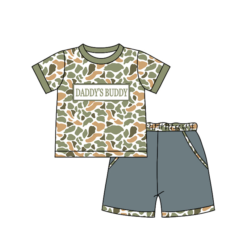 Baby Boys Southern Orange Camo Daddy's Buddy Top Pockets Shorts Clothes Sets Preorder