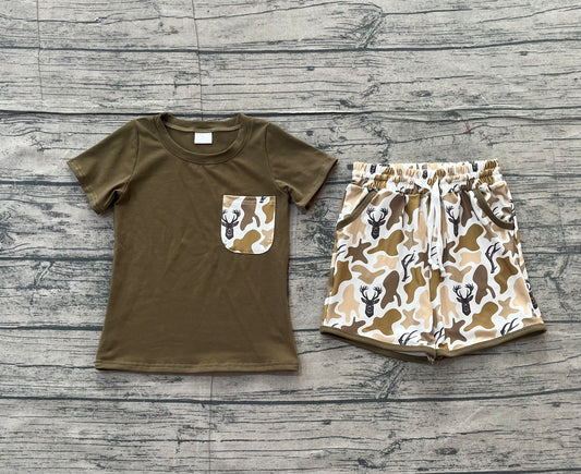 Baby Boys Shirts Top Deer Camo Pockets Shorts Hunting Clothes Sets
