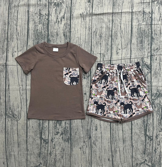 Baby Boys Shirt Top Dog Ducks Camo Pockets Short Hunting Clothes Sets
