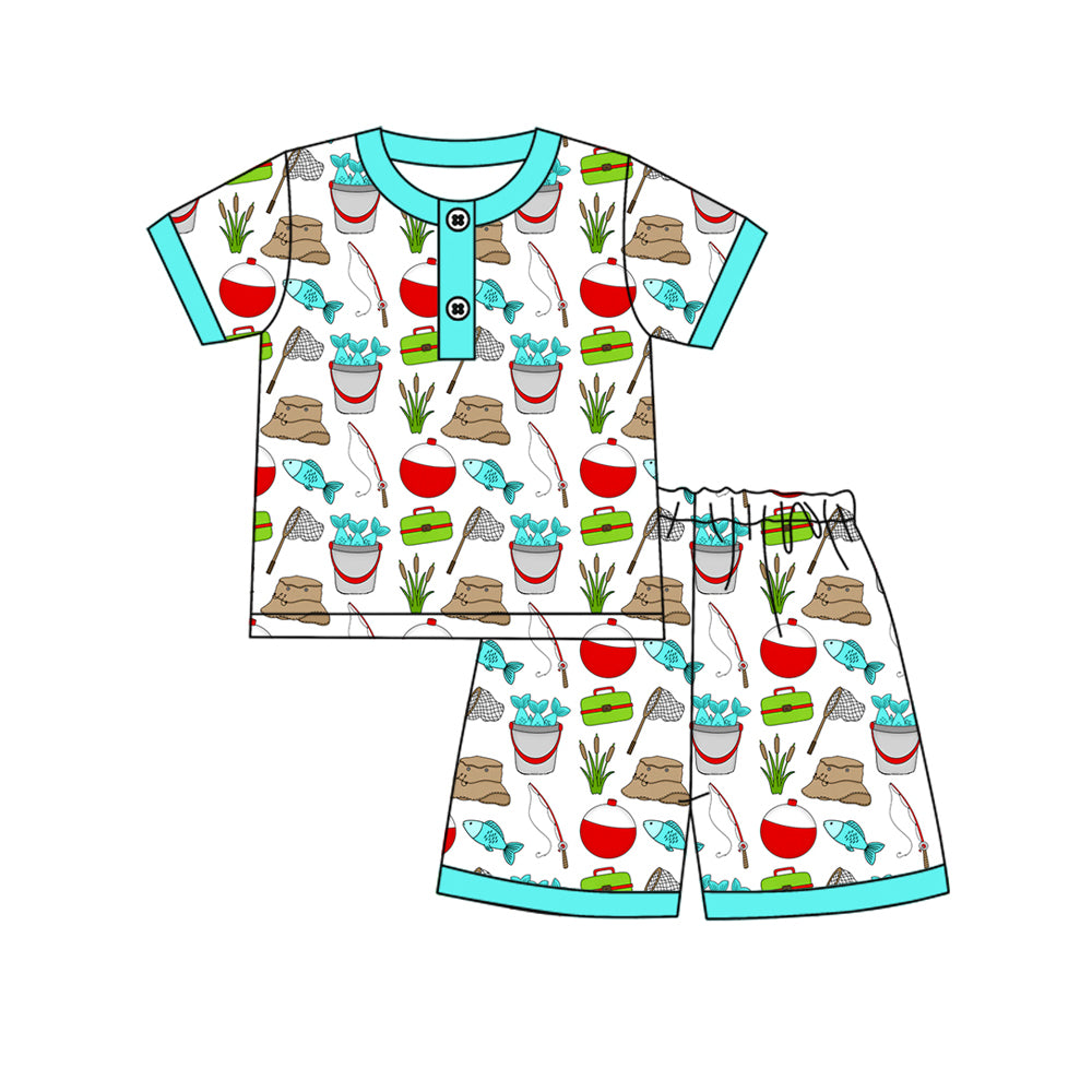 Baby Boys Short Sleeve Fishing Button Top Shorts Hunting Pajsmas Sets Preorder