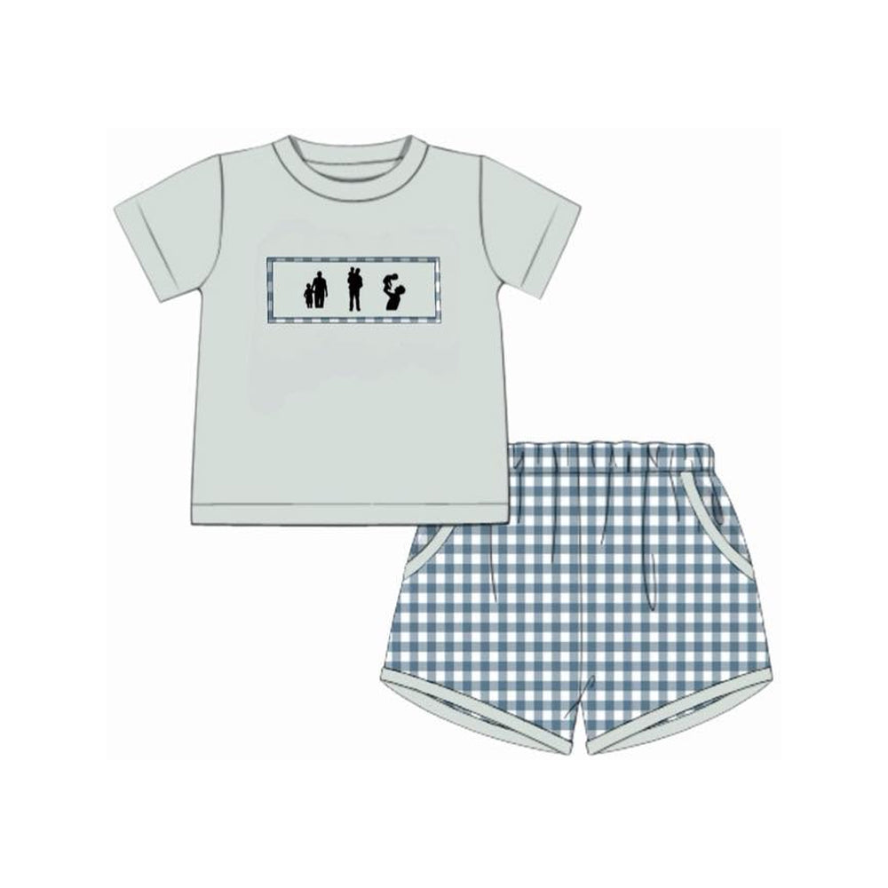 Baby Boys Dad and Me Top Checked Pockets Short Clothes Sets Preorder