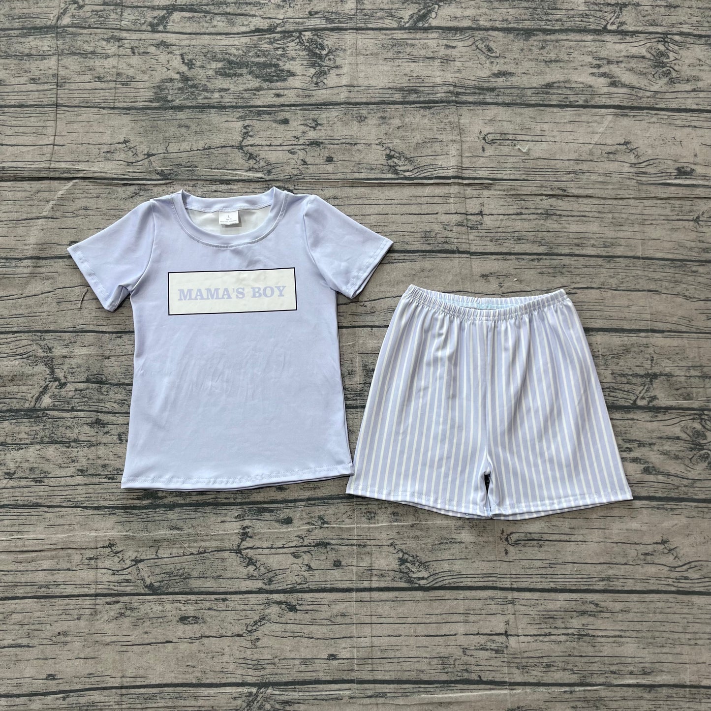 Baby Mama's Boy Light Blue Shirt Top Stripe Shorts Clothes Sets