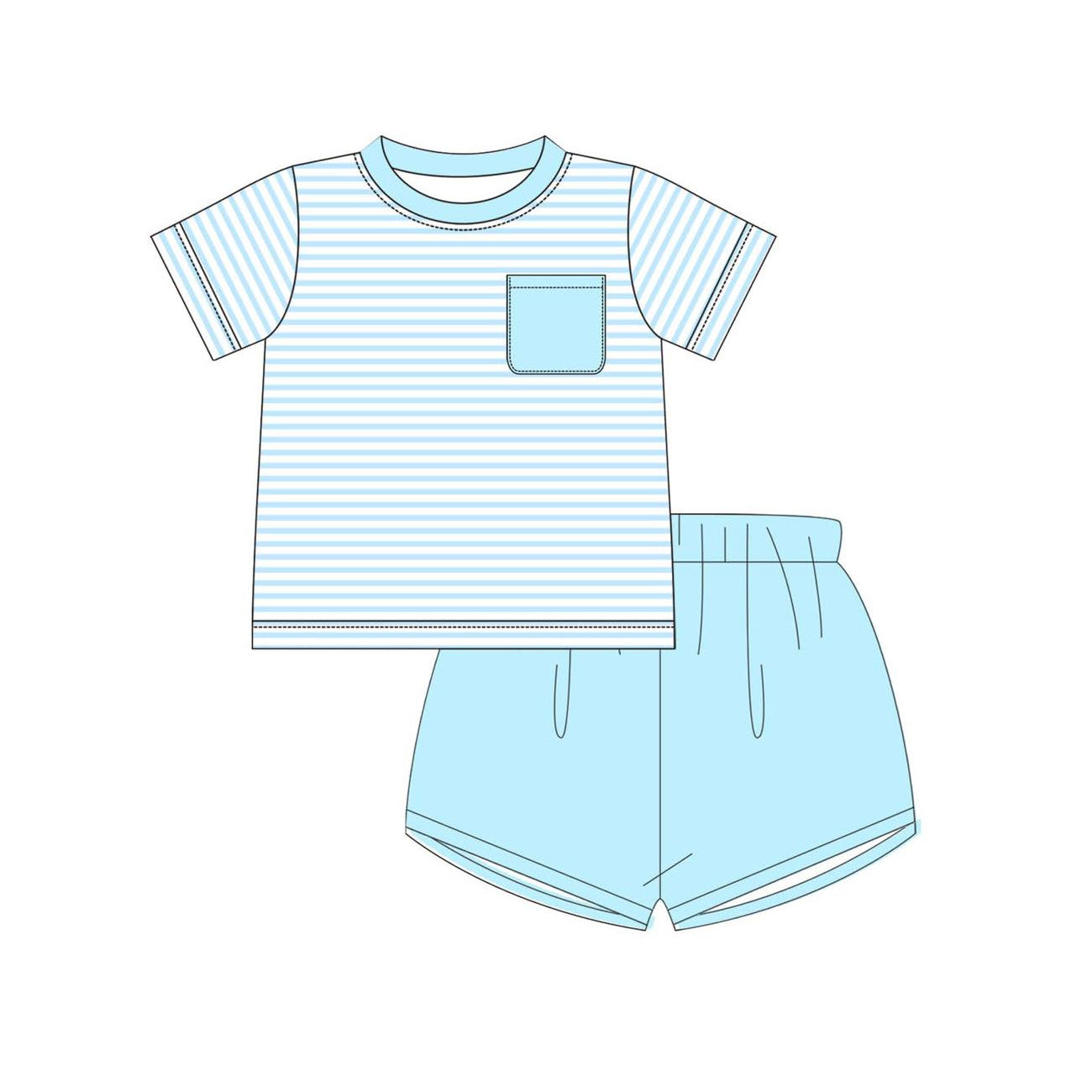 Baby Boys Light Blue Stripe Pocket Top Shorts Clothes Sets Preorder
