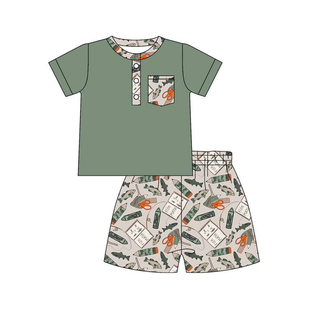 Baby Boys Pocket Button Top Fishing Shorts Hunting Clothes Sets Preorder
