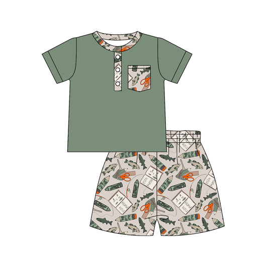 Baby Boys Pocket Button Top Fishing Shorts Hunting Clothes Sets Preorder