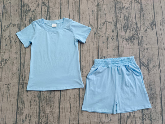 Baby Boys Light Blue Shirts Top Pockets Shorts Clothes Sets Preorder