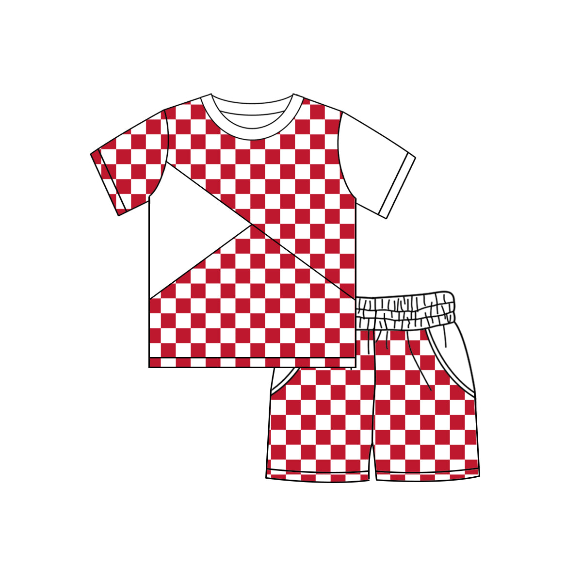 Baby Boys Red Checked Top Pockets Shorts Clothes Sets Preorder
