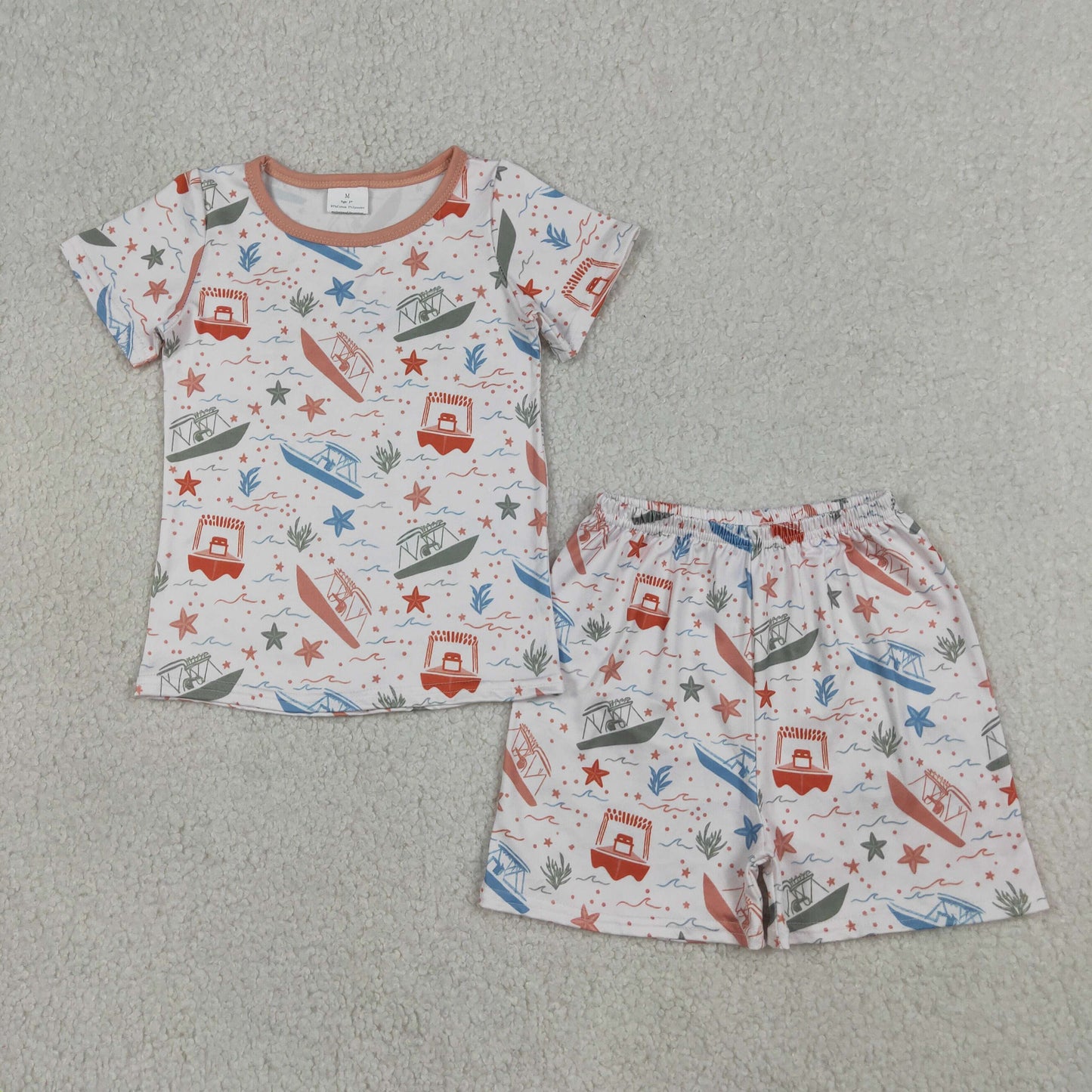 Baby Boys Colorful Starfishes Boats Beach Top Shorts Pajamas Clothes Sets