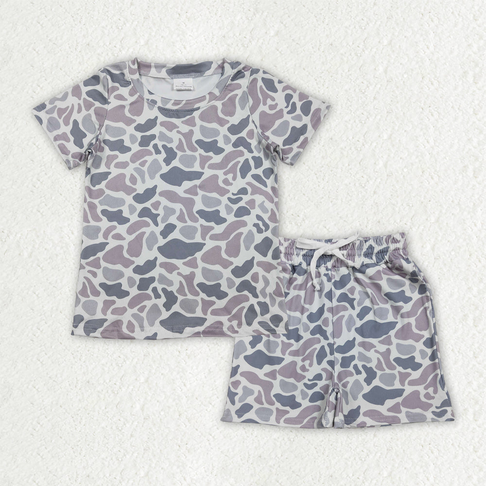 Sibling Baby Boys Southern Light Grey Camo Shirts Tops Shorts Pockets Short Clothes Sets