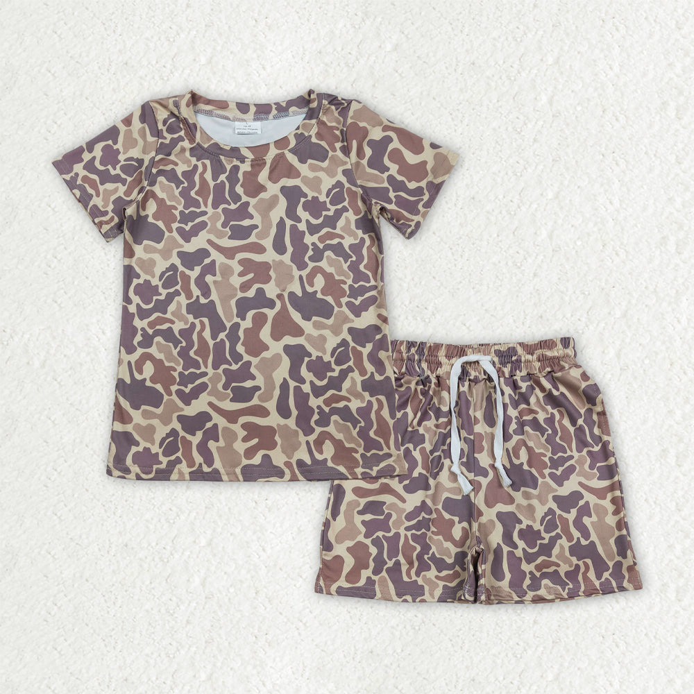 Sibling Baby Boys Short Sleeve Southern Camo Top Pockets Shorts Pajamas Clothes Sets