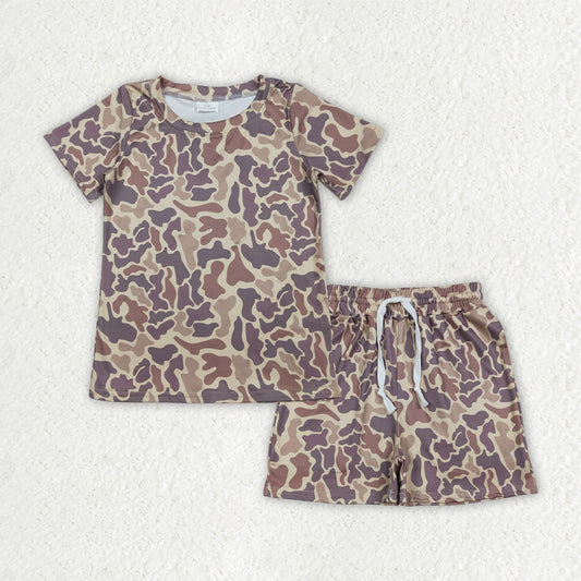 Baby Boys Southern Brown Camo Top Pockets Shorts Clothes Sets
