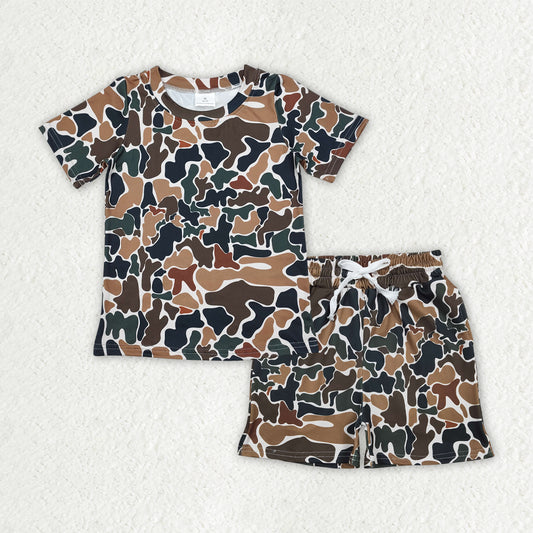 Baby Boys Southern Dark Brown Camo Top Pockets Shorts Clothes Sets