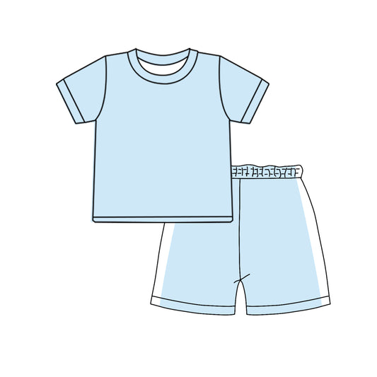 Baby Boys Light Blue Shirts Top Short Pajamas Clothes Sets Preorder
