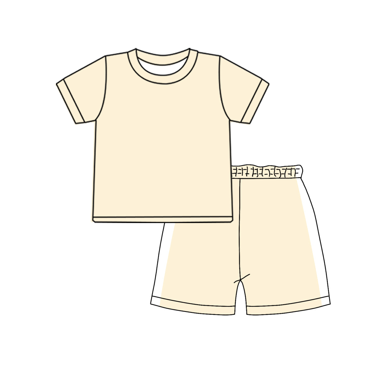 Baby Boys Light Yellow Shirts Top Short Pajamas Clothes Sets Preorder