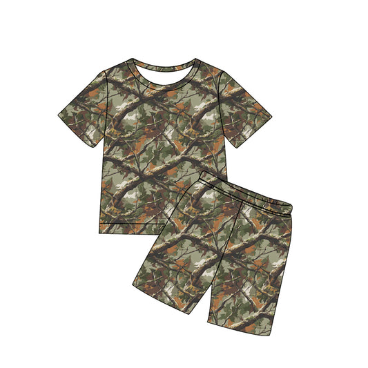Baby Boys Southern Leaves Camo Top Shorts Hunting Pajamas Clothes Sets Preorder