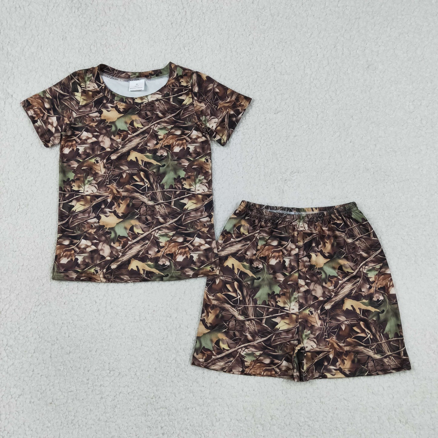 Baby Boys Southern Leaves Camo Top Shorts Hunting Pajamas Clothes Sets