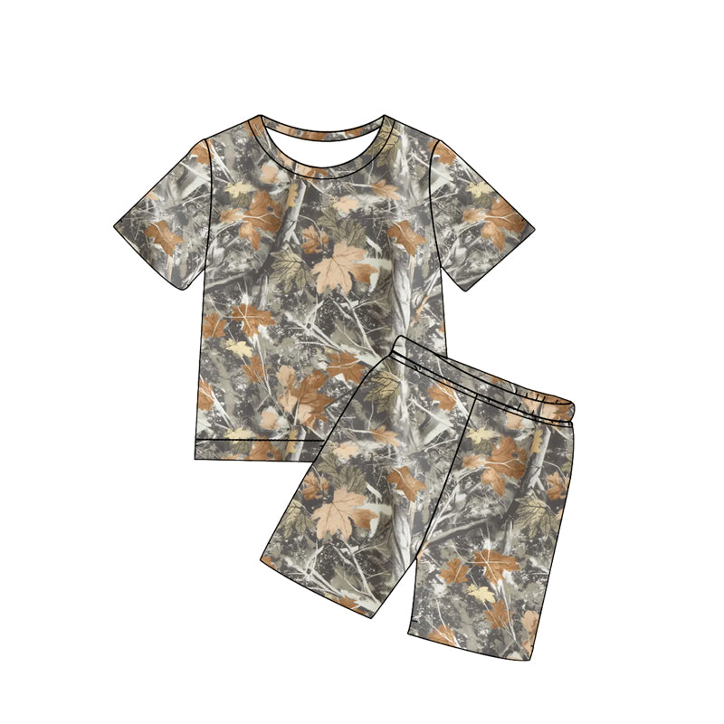 Baby Boys Southern Leaves Camo Top Shorts Hunting Pajamas Clothes Sets Preorder