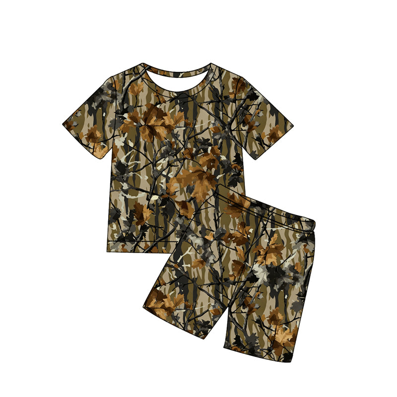 Baby Boys Southern Leaves Camo Top Shorts Hunting Pajamas Clothes Sets Preorder