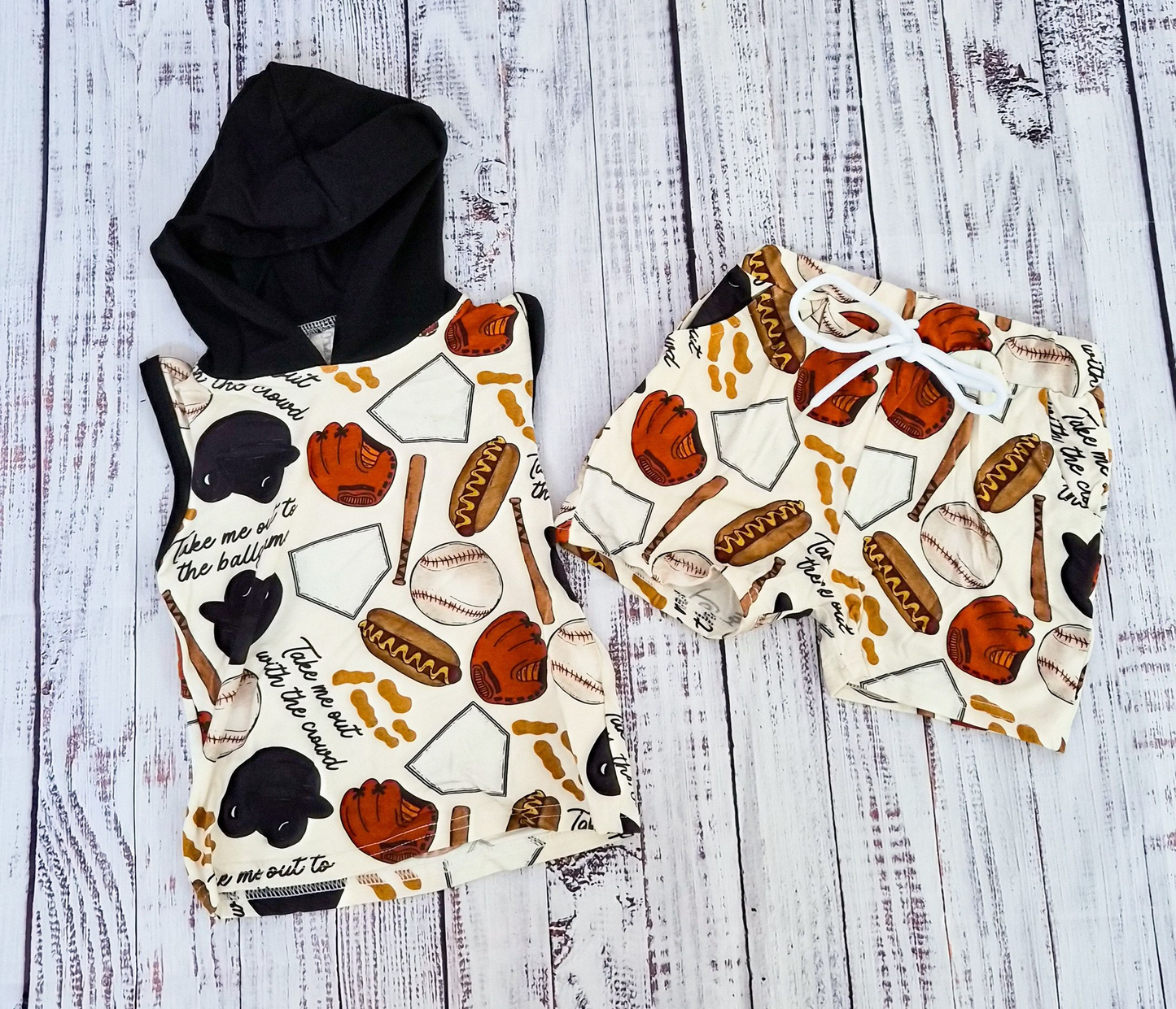 Baby Boys Sleeveless Baseballs Hoodies Top Pockets Short Team Clothes Sets Preorder