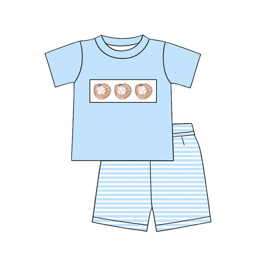 Baby Boys Short Sleeve Baseballs Top Stripe Short Team Clothes Sets Preorder