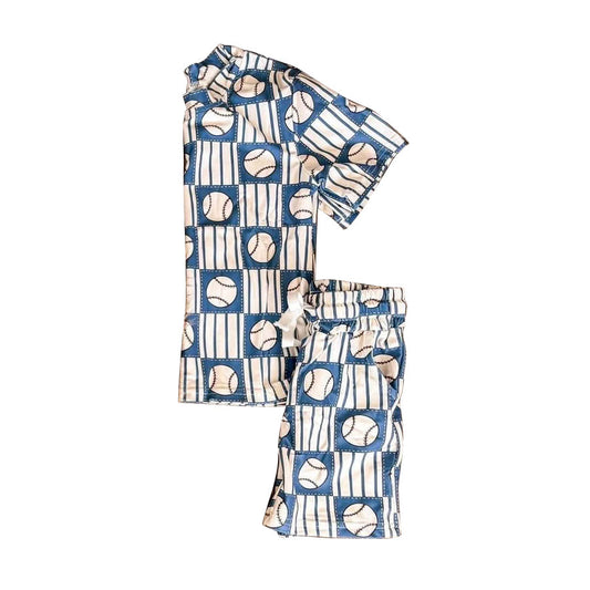 Baby Boys Baseball Checked Top Pockets Short Team Clothes Sets Preorder