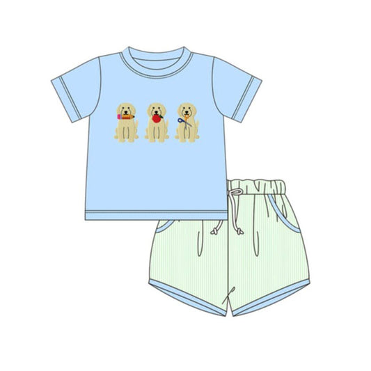 Baby Boys Apple Pencils Dogs Top Pockets Short Back to School Clothes Sets Preorder