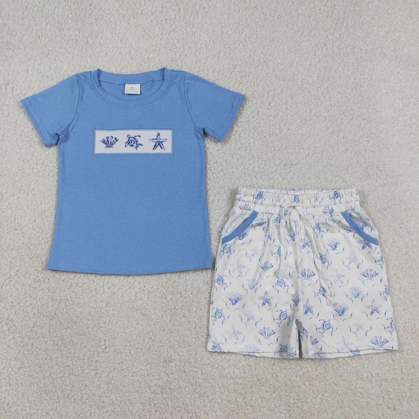 Sibling Baby Boys Summer Embroidery Top Pockets Shorts Clothes Sets