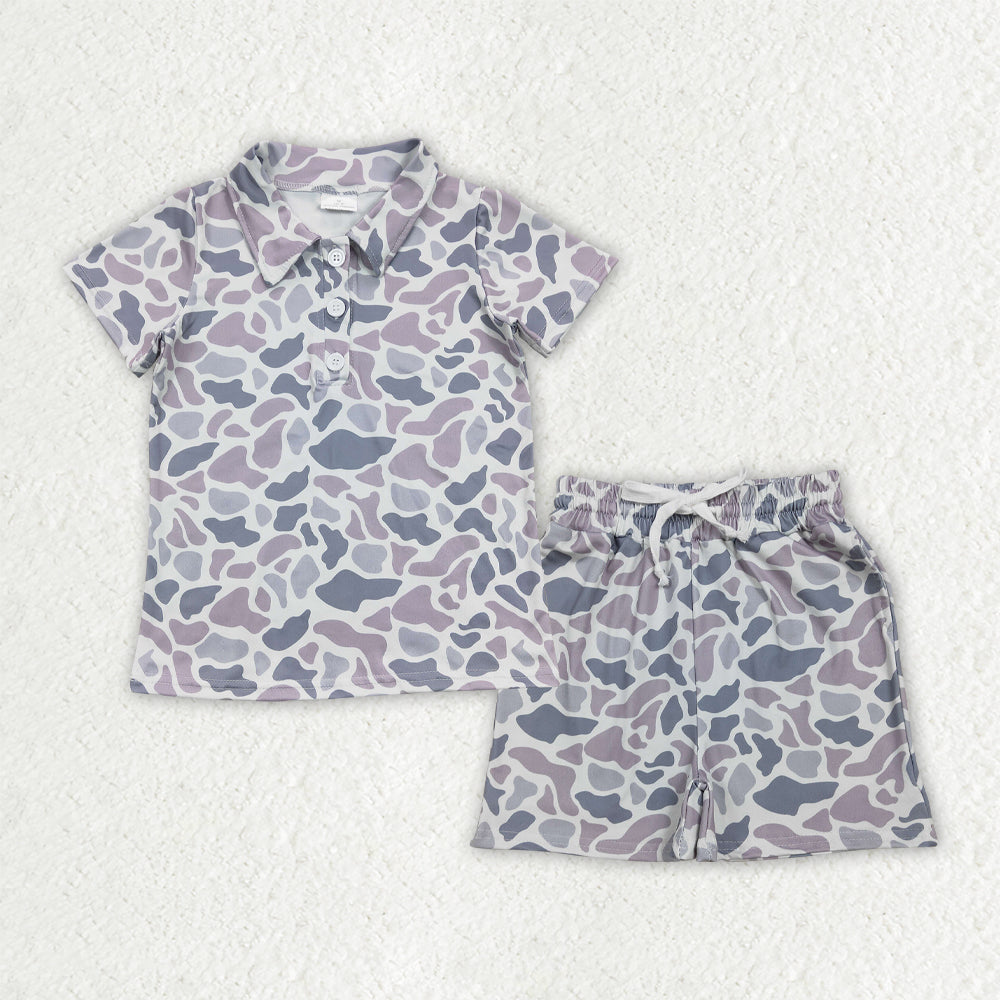 Sibling Baby Boys Southern Camo Button Polo Shirts Top Pockets Short Clothes Sets