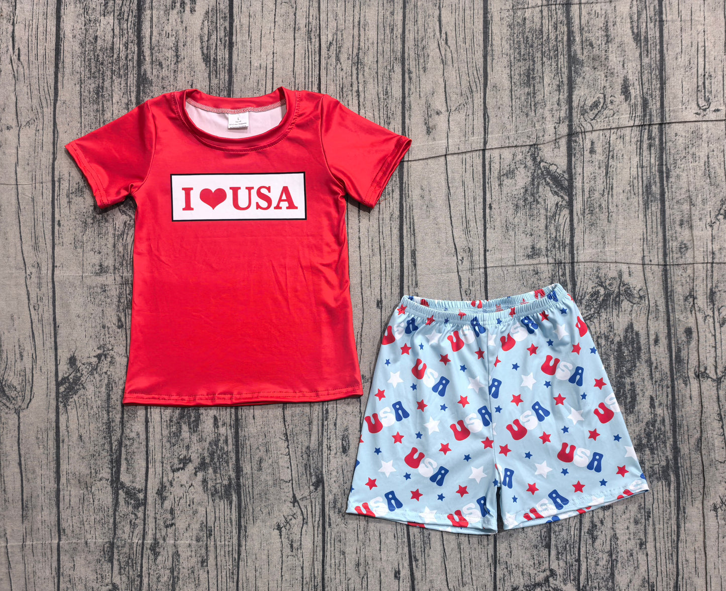 Baby Boys I Love USA Shirt Top Stars Short 4th of July Clothes Set