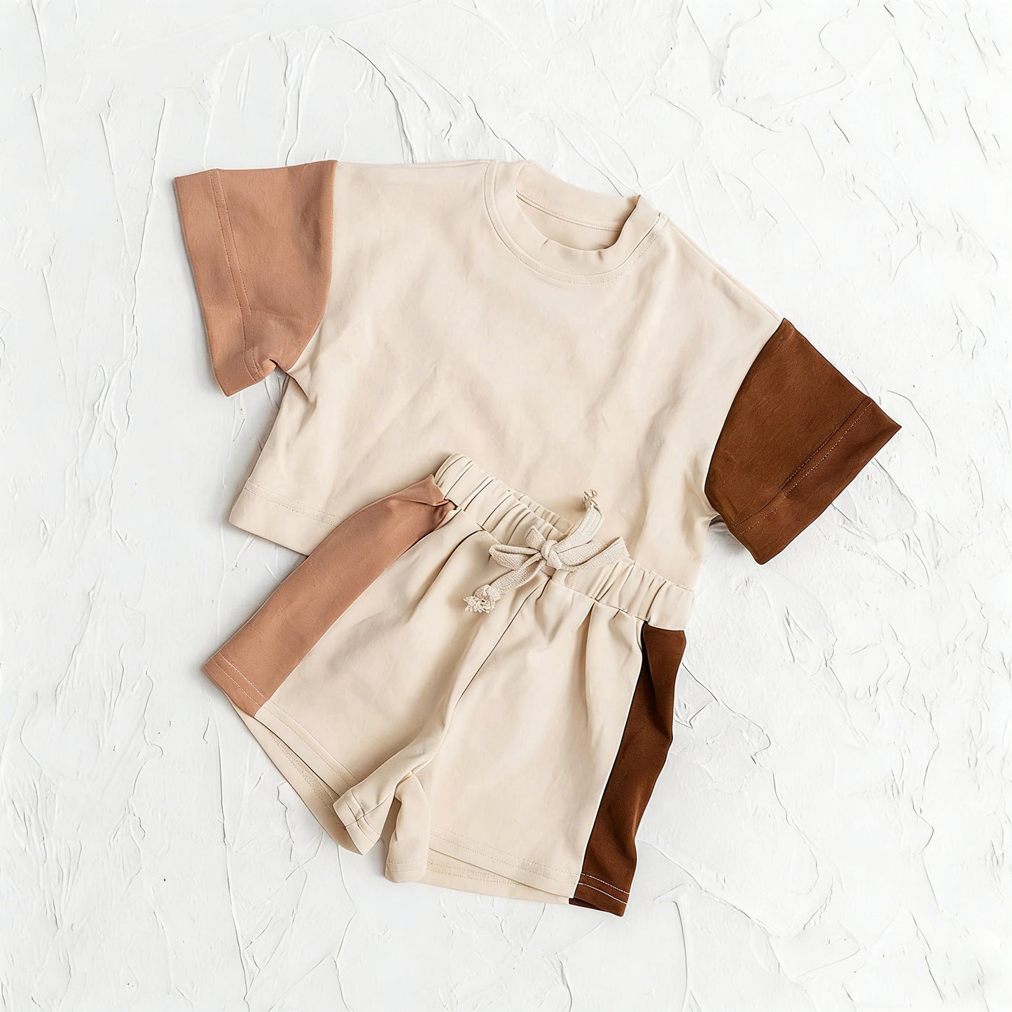Baby Boys Khaki Patchwork Short Sleeve Shirt Top Short Clothes Set Preorder