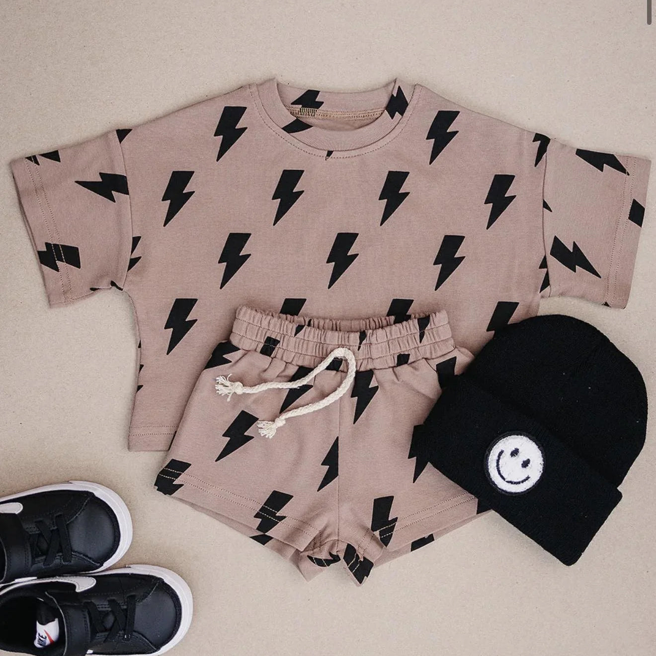 Baby Boys Short Sleeve Lightnings Top Short Western Slouchy Clothes Set Preorder