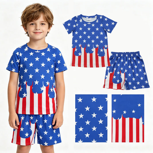 Baby Boys Short Sleeve Stars Stripe Top Short 4th of July Clothes Set