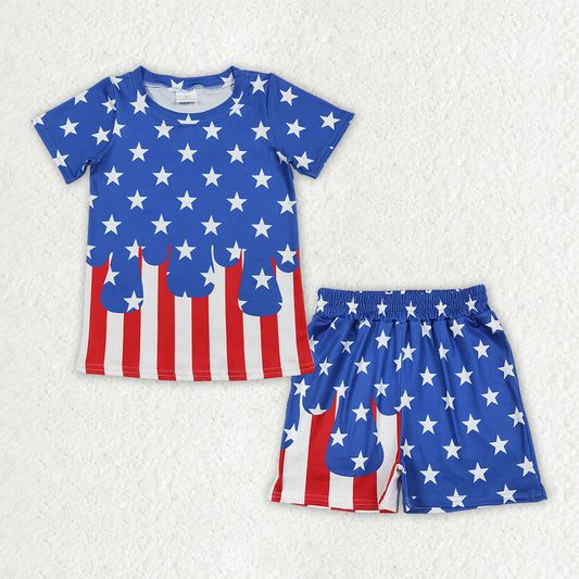 Baby Boys Short Sleeve Stars Stripe Top Short 4th of July Clothes Set