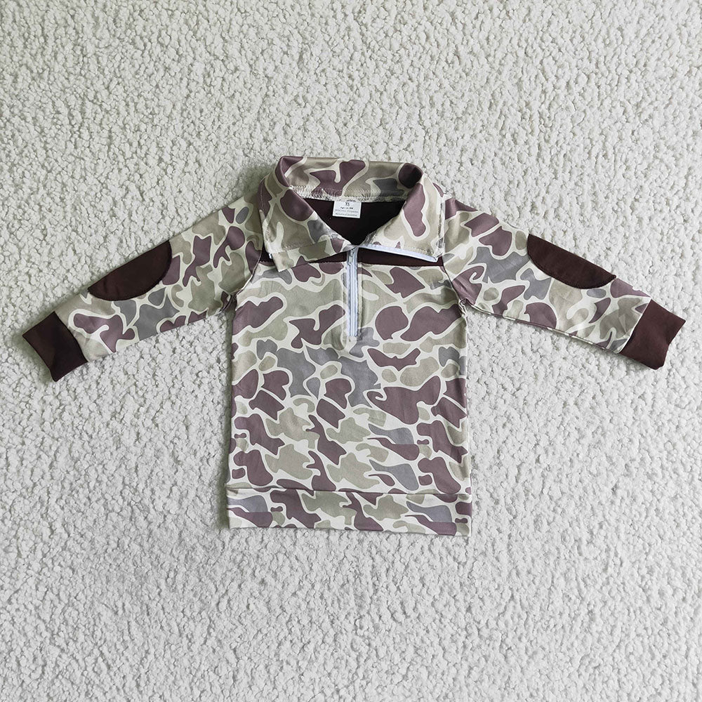 Sibling Baby Boys Camouflage Hunting Season Zip Pullovers Tops