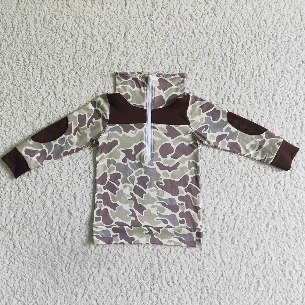 Sibling Baby Boys Camouflage Hunting Season Zip Pullovers Tops