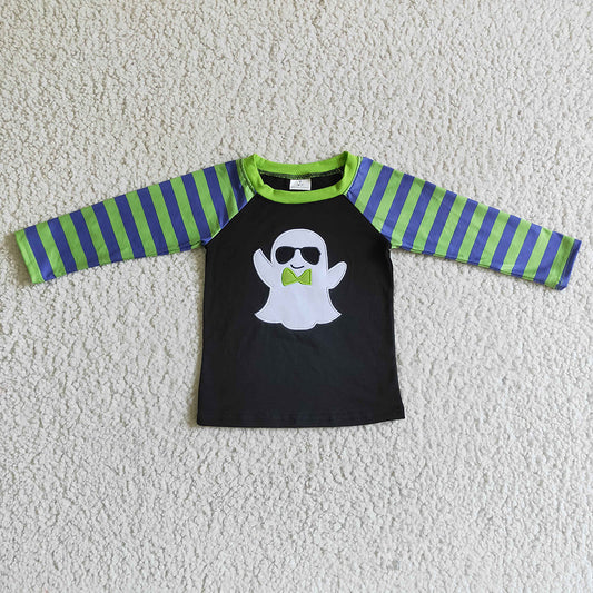 Sibling Baby Boys Embroidery Boo Ghosts Pumpkins Halloween Tee Shirts Top