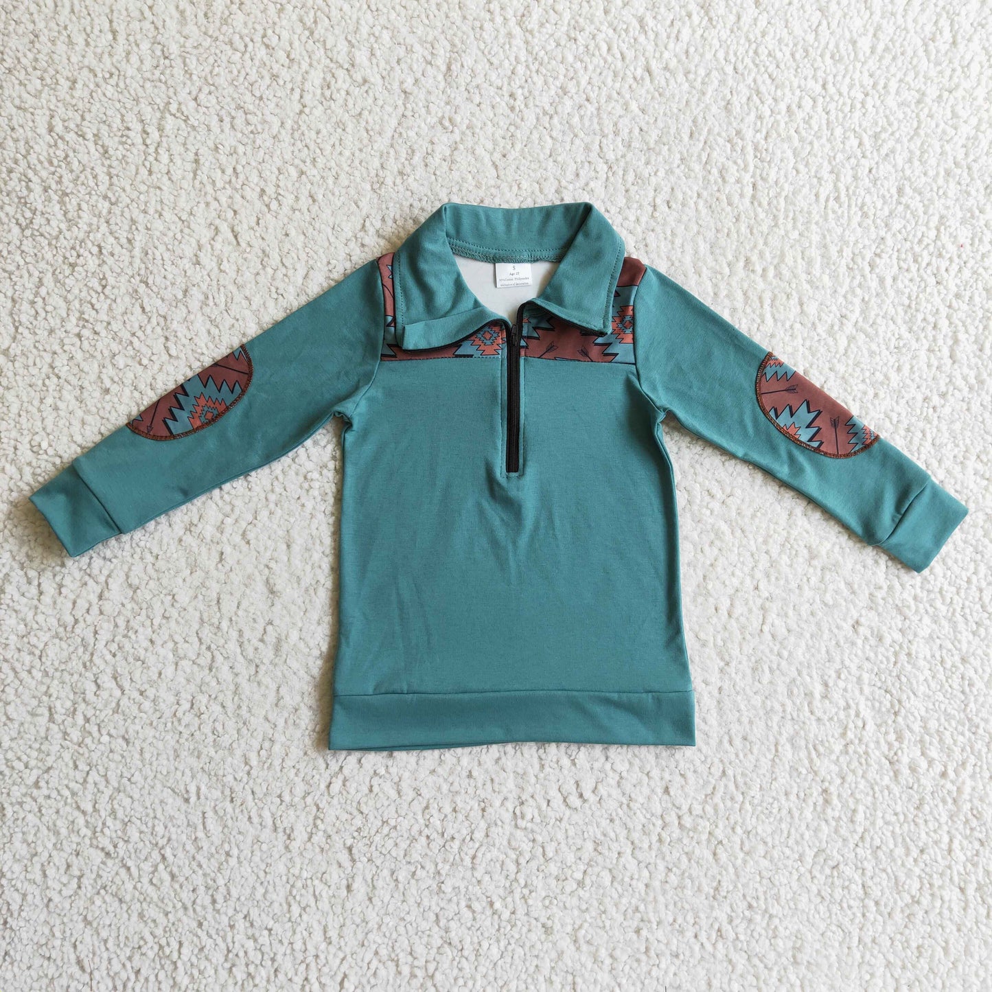 Sibling Baby Boys Long Sleeves Western Camo Aztec Half Zipper Pullovers Top