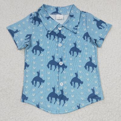 Sibling Baby Boys Short Sleeve Western Button Shirts Top