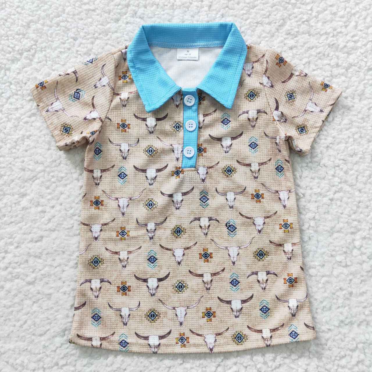 Sibling Baby Boys Western Horse Rodeos Cowboy Half Button Short Sleeves Polo Shirts Top