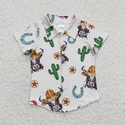 Sibling Baby Boys Short Sleeve Western Button Shirts Top