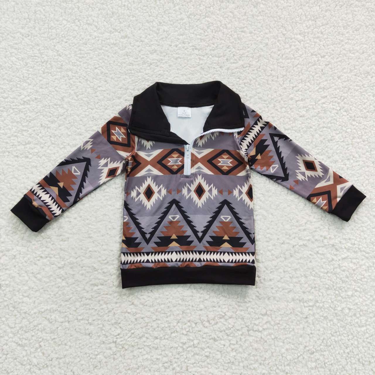 Sibling Baby Boys Western Aztec Long Sleeves Zipper Pullover Tops