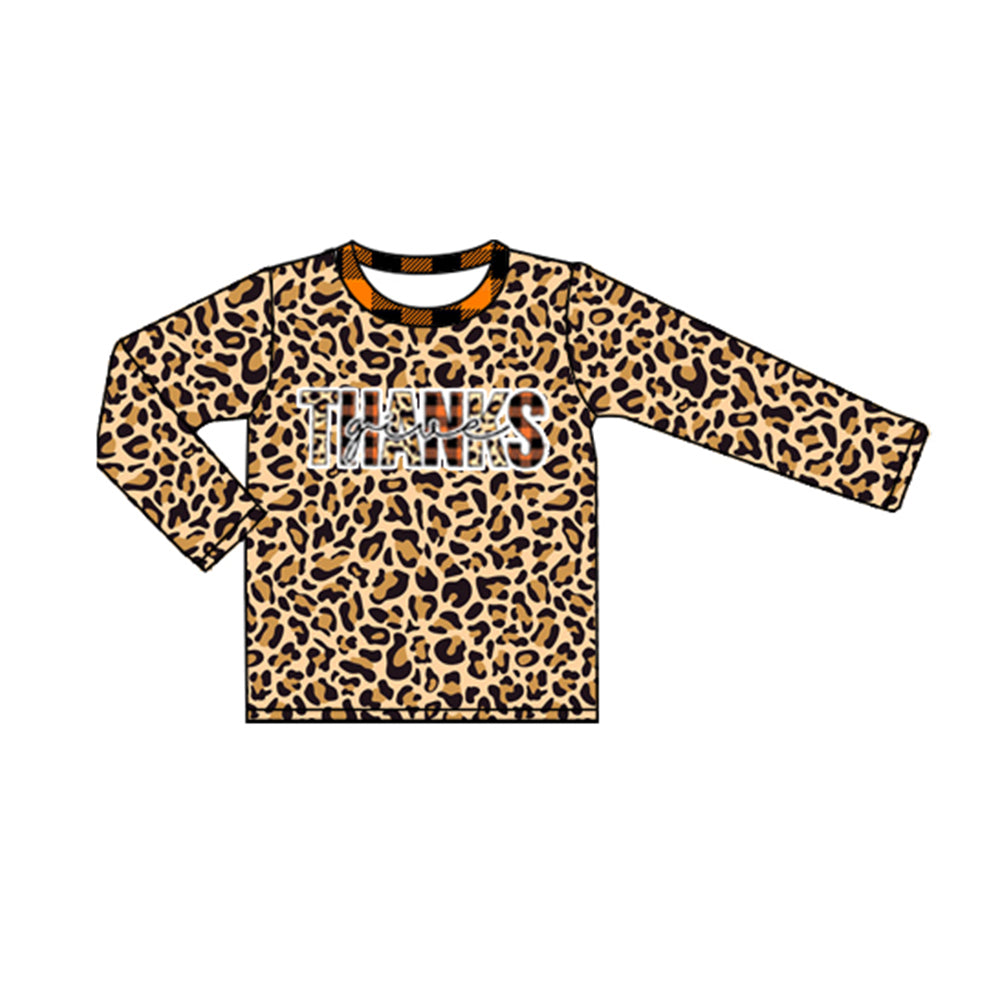 Baby Girls Leopard Thanks Long Sleeve Tee shirts tops preorder